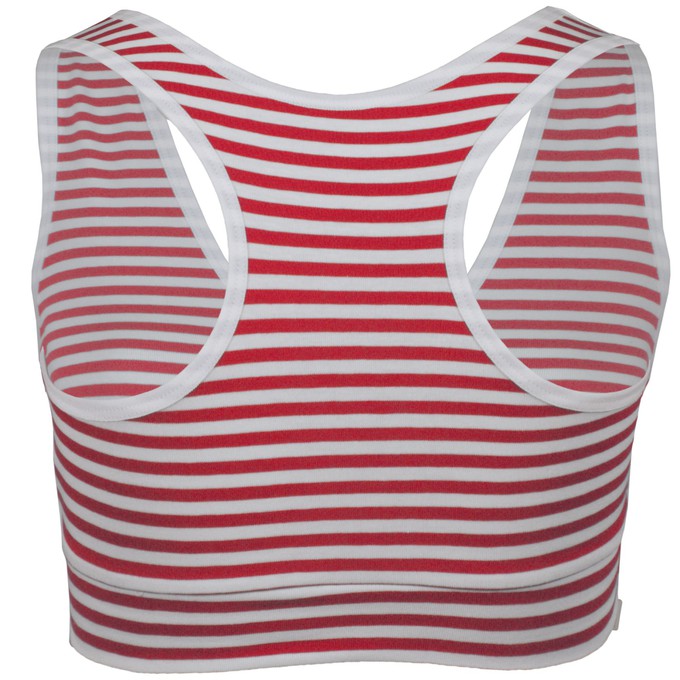 Organic sports top Athla red-white stripes from Frija Omina