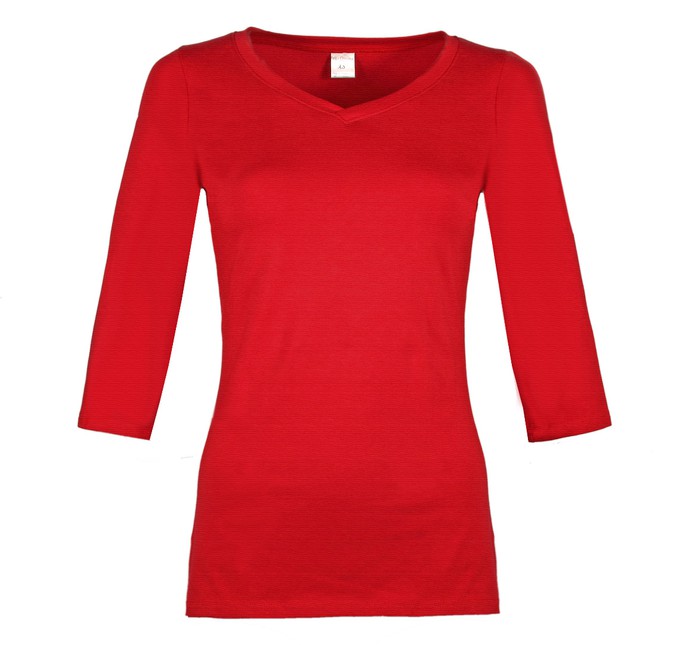 Organic quarter sleeve shirt Winda red hot chili (red) from Frija Omina