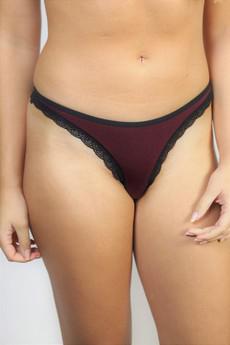 Organic thong "Ink", aubergine via Frija Omina