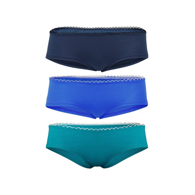 Bio hipster panties set Lake: indico, bluebottle, tourquise from Frija Omina