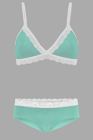 Set: Bio bra + hipster panties Spitze, mint from Frija Omina