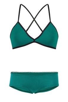 Set: Bio bra + hipster panties, smaragd via Frija Omina