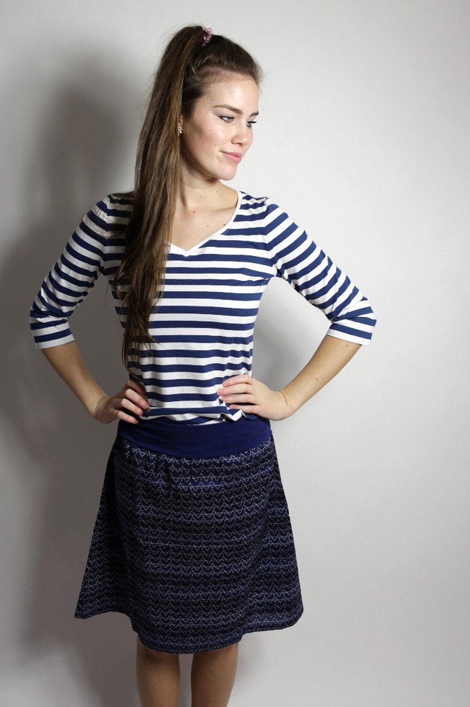 Organic skirt Freudian, blue zig-zag from Frija Omina