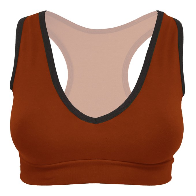 Organic sports top Athla rust (orange) from Frija Omina