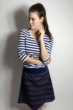 Organic skirt Freudian, blue zig-zag from Frija Omina