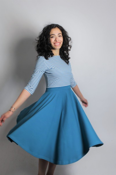 Organic dress Vrida, teal / stripes from Frija Omina