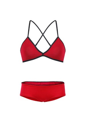 Set: Bio bra + hipster panties, red hot chilli from Frija Omina