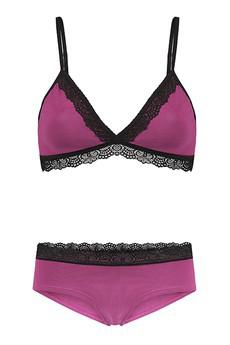 Set: Bio bra + hipster panties Spitze, berry via Frija Omina