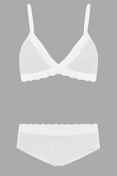 Set: Bio bra + hipster panties Spitze, white via Frija Omina