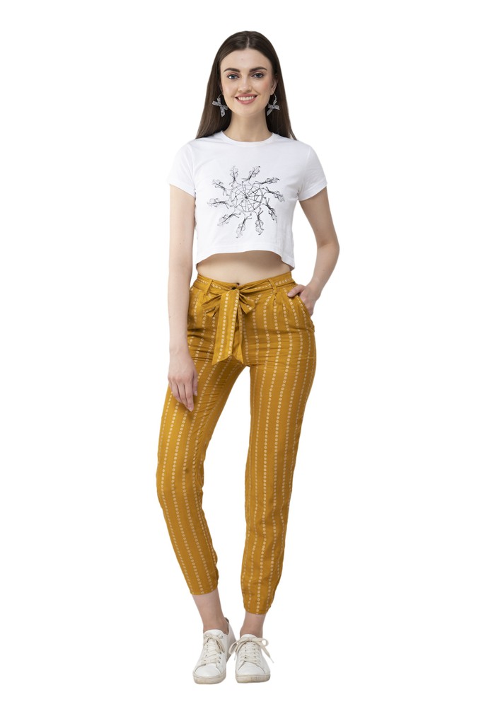 Casual Mustard Regular Fit Trousers from Grab Your Garb