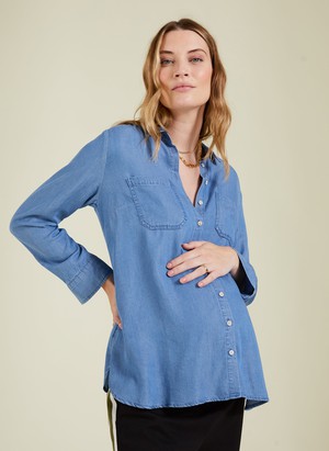 Raffa Chambray Maternity Shirt with Tencel™ from Isabella Oliver