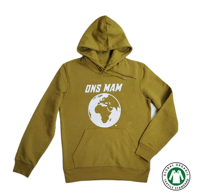 BIO Hoodie olijfolie – ONS MAM (unisex, S/M/L) from Je Moeder