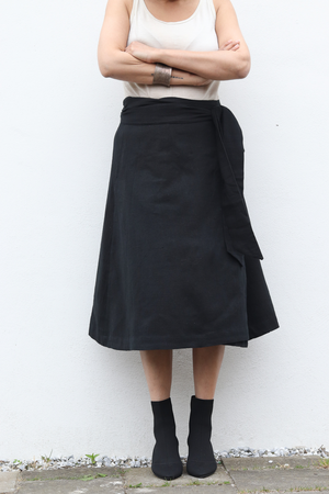 NEW! Cotton Hemp Wrap Skirt Black from JULAHAS