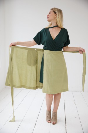 NEW! Cotton Hemp Wrap Skirt Olive from JULAHAS