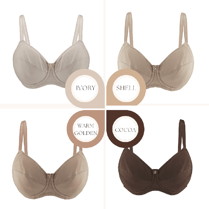 Cocoa-Underwired Silk & Organic Cotton Full Cup Bra with removable paddings from JulieMay Lingerie