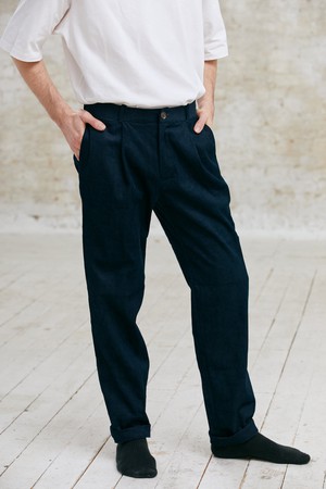 Organic Cotton Corduroy Pants Harinder Night Blue from Jyoti - Fair Works