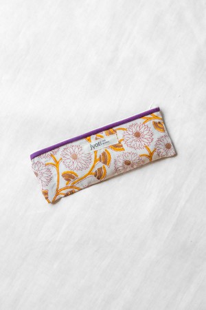 Cotton Pencil Case Qalamadaan Blockprint Flowers from Jyoti - Fair Works