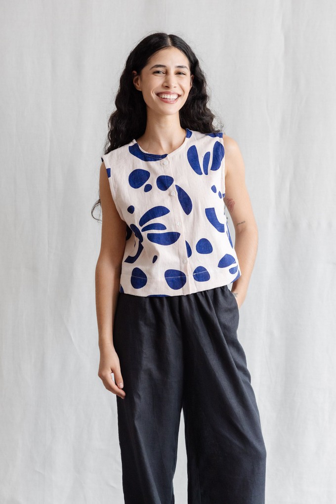 Organic cotton top Diyan print Atlantic from Jyoti - Fair Works