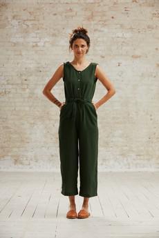 Cotton jumpsuit Daksha Olive via Jyoti - Fair Works