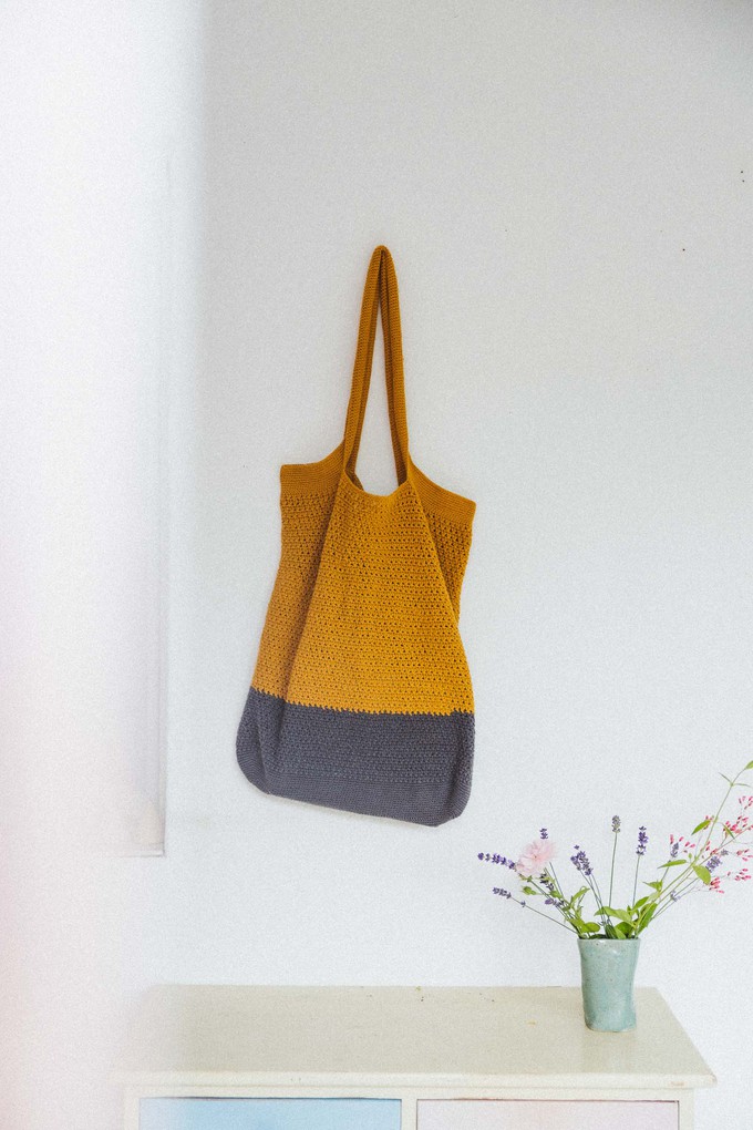 Organic cotton shopper Meesu curry/grey from Jyoti - Fair Works