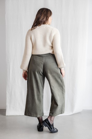 Organic Cotton Corduroy Culotte Awa Pistachio from Jyoti - Fair Works