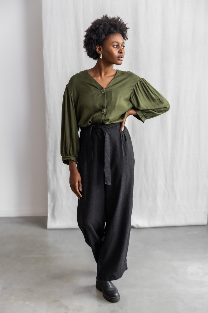 Hemp/Tencel Highwaist Pants Hamina Black from Jyoti - Fair Works