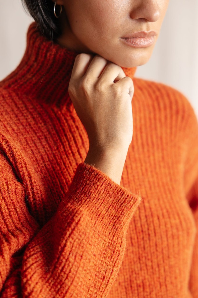 Baby Alpaca Turtleneck Knitted Sweater Suave Rust from Jyoti - Fair Works