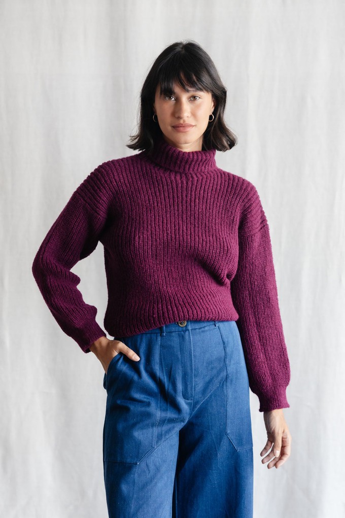 Baby Alpaca Turtleneck Knitted Sweater Suave Berry from Jyoti - Fair Works