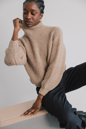 Baby Alpaca Turtleneck Knitted Sweater Suave Sand from Jyoti - Fair Works