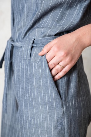 Organic Cotton Jumpsuit Jalina Pinstripe Blue from Jyoti - Fair Works