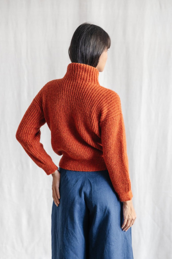 Baby Alpaca Turtleneck Knitted Sweater Suave Rust from Jyoti - Fair Works