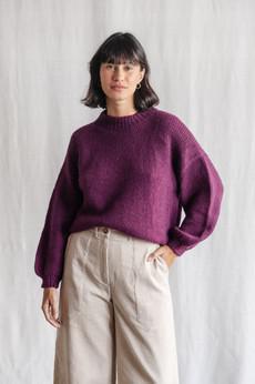 Baby Alpaca Knitted Sweater Lima Berry via Jyoti - Fair Works