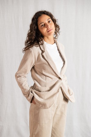 Organic cotton corduroy blazer Sharad Beige from Jyoti - Fair Works