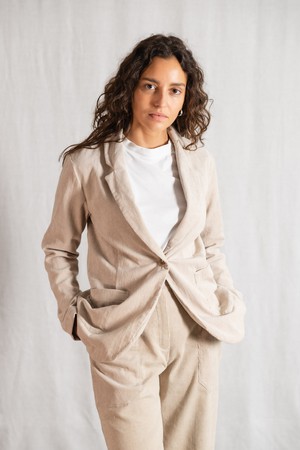 Organic cotton corduroy blazer Sharad Beige from Jyoti - Fair Works