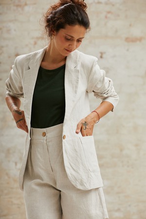 Hemp Blazer Sharad Greige from Jyoti - Fair Works