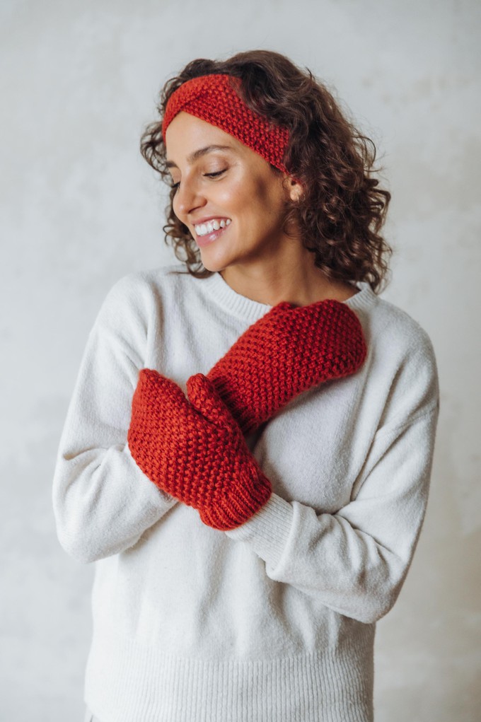 Baby Alpaca Mitten Gloves Cusco Red from Jyoti - Fair Works