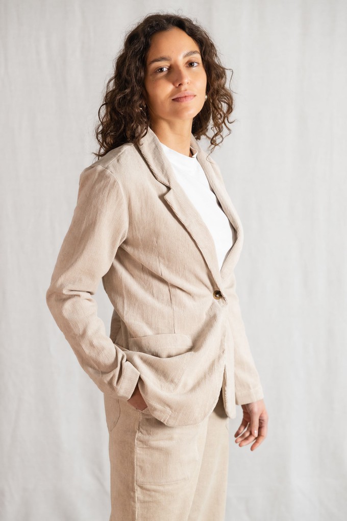 Organic cotton corduroy blazer Sharad Beige from Jyoti - Fair Works