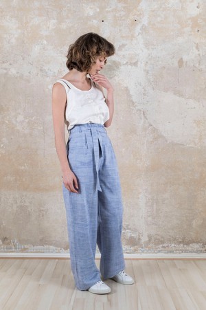 Cotton Highwaist Pants Hamina Light Blue from Jyoti - Fair Works