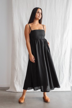 Hemp/Tencel strap dress Saranya Black from Jyoti - Fair Works