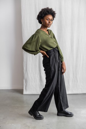 Hemp/Tencel Highwaist Pants Hamina Black from Jyoti - Fair Works