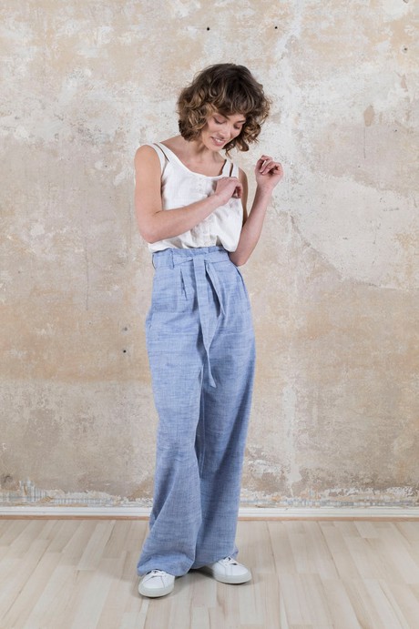 Cotton Highwaist Pants Hamina Light Blue from Jyoti - Fair Works