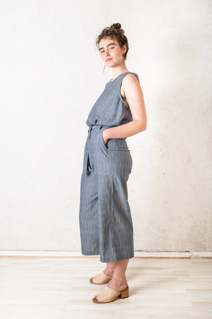 Organic Cotton Jumpsuit Jalina Pinstripe Blue from Jyoti - Fair Works