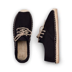 Jet Black Lace Up Espadrilles für Frauen from Kingdom of Wow!