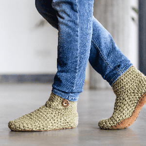 Winter Moss Wool Bamboo Bootie Slippers from Kingdom of Wow!