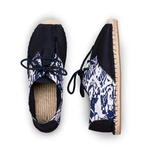 Blaue Tribal Lace Up Espadrilles für Frauen from Kingdom of Wow!