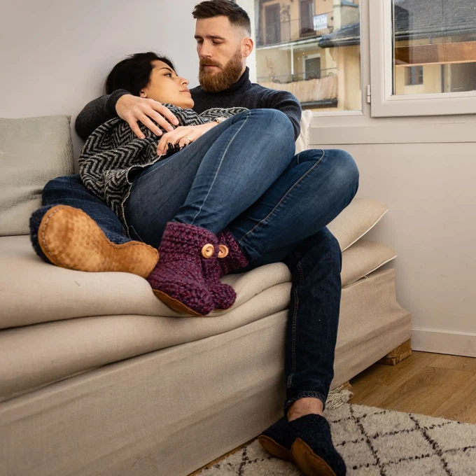 Lavender Wool Bamboo Bootie Slippers from Kingdom of Wow!