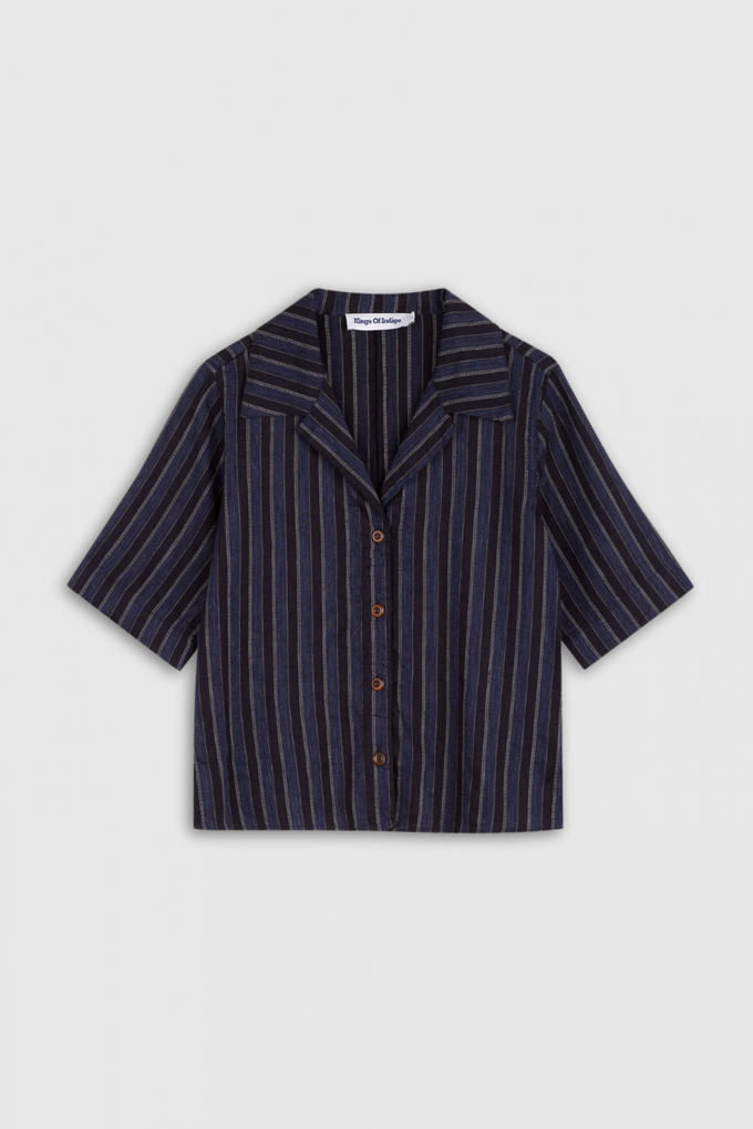 MORRIGAN | BLUE LINEN STRIPE from Kings of Indigo