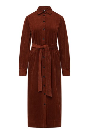 REINA - Organic Cotton Cord Dress Chestnut from KOMODO