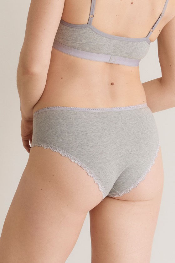 PALOMA Lace Briefs - GOTS Organic Cotton Grey from KOMODO