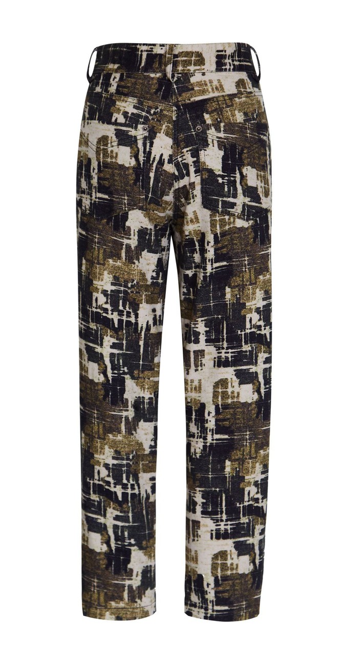 BOWIE - Organic Cotton Trousers Faded Ikat Print Moss from KOMODO